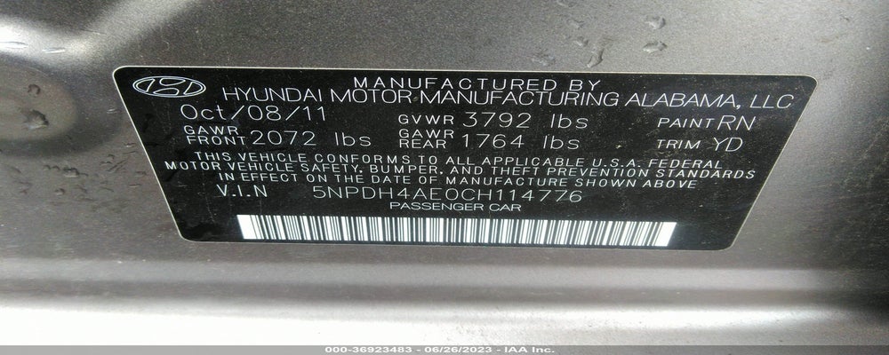 5NPDH4AE0CH114776 2012 HYUNDAI ELANTRA photo no. 9