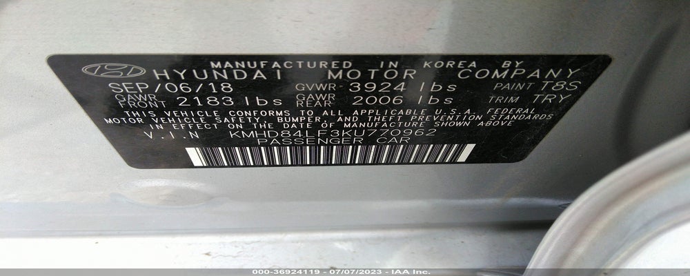 KMHD84LF3KU770962 2019 HYUNDAI ELANTRA photo no. 9