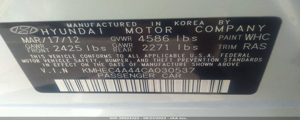 KMHEC4A44CA030537 2012 HYUNDAI SONATA photo no. 9
