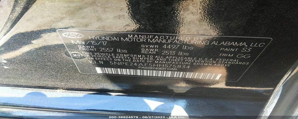 5NPE24AF5HH575834 2017 HYUNDAI SONATA photo no. 9