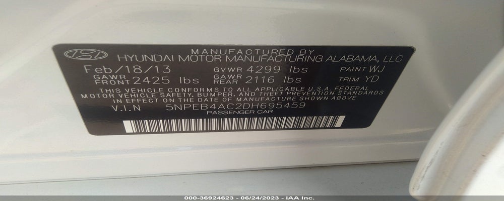 5NPEB4AC2DH695459 2013 HYUNDAI SONATA photo no. 9