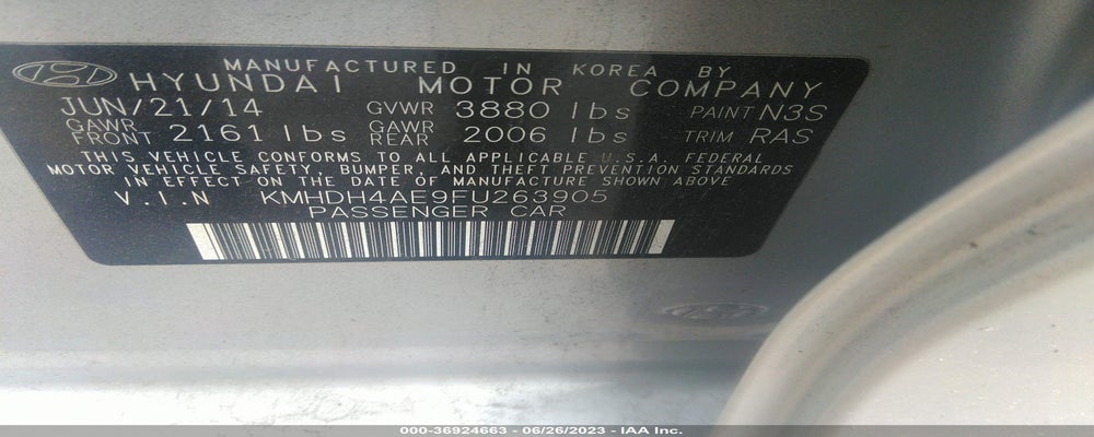 KMHDH4AE9FU263905 2015 HYUNDAI ELANTRA photo no. 9