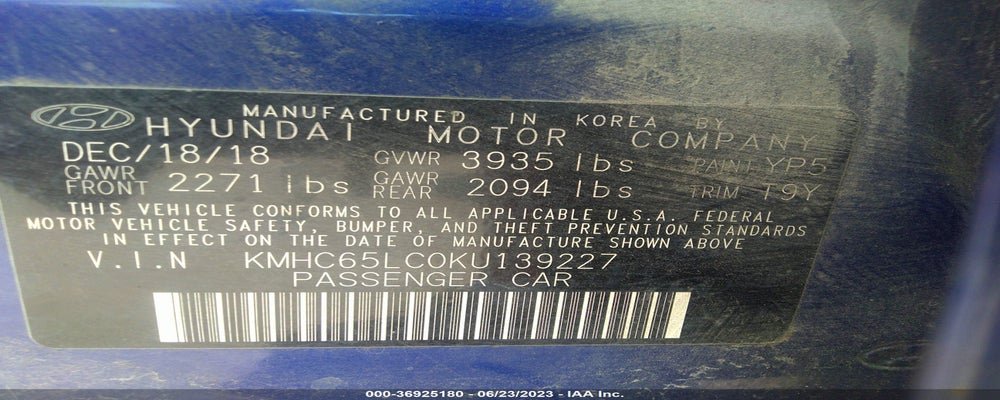 KMHC65LC0KU139227 2019 HYUNDAI IONIQ HYBRID photo no. 9