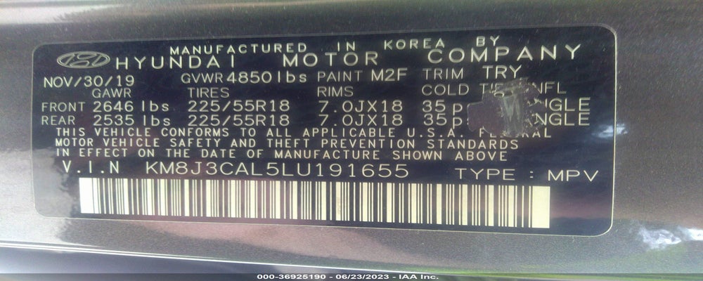 KM8J3CAL5LU191655 2020 HYUNDAI TUCSON photo no. 9