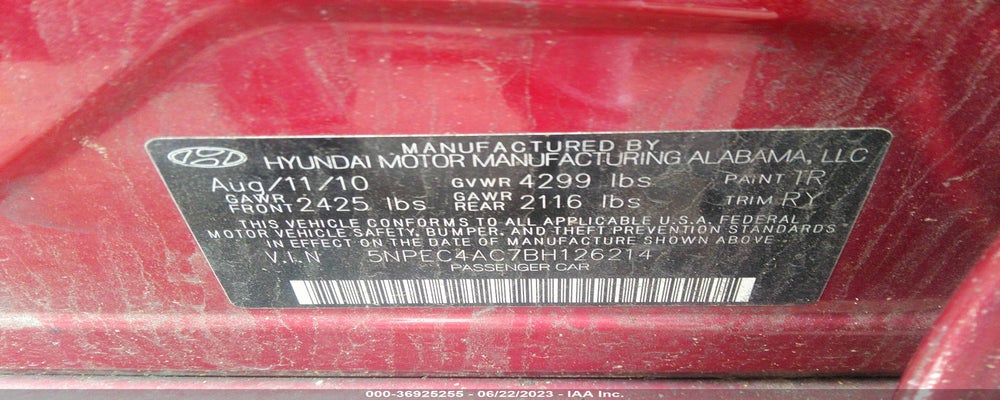 5NPEC4AC7BH126214 2011 HYUNDAI SONATA photo no. 9