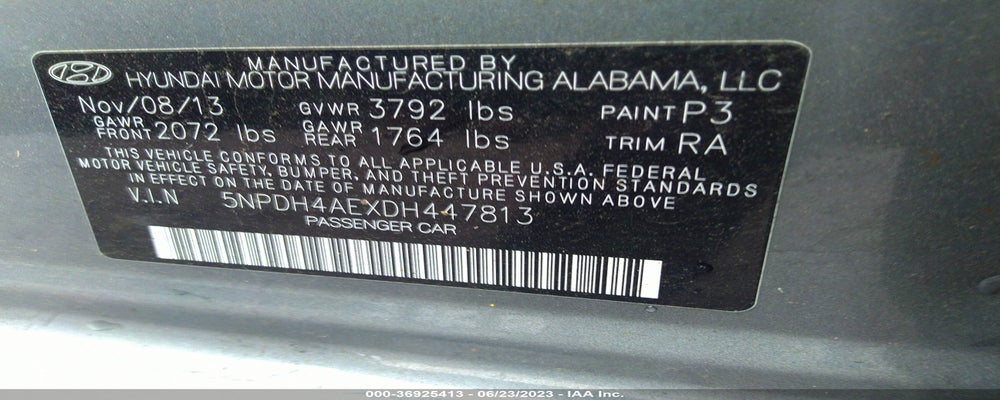 5NPDH4AEXDH447813 2013 HYUNDAI ELANTRA photo no. 9