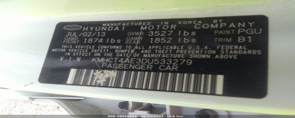KMHCT4AE3DU533279 2013 HYUNDAI ACCENT photo no. 9
