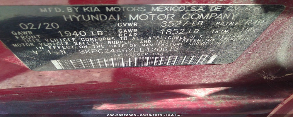 3KPC24A6XLE120613 2020 HYUNDAI ACCENT photo no. 9