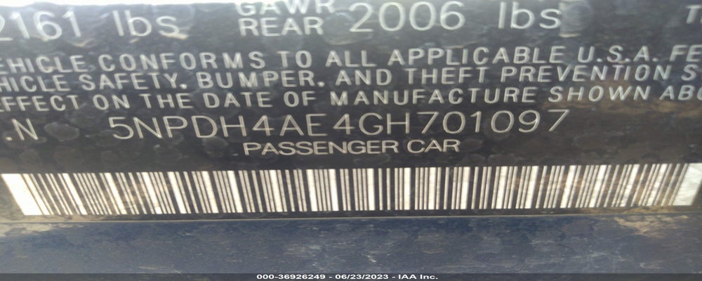 5NPDH4AE4GH701097 2016 HYUNDAI ELANTRA photo no. 9