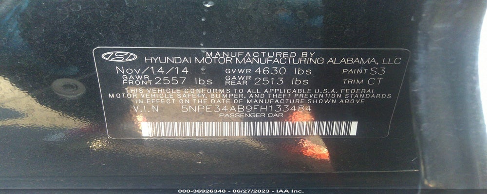 5NPE34AB9FH133484 2015 HYUNDAI SONATA photo no. 9