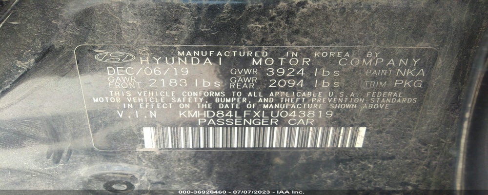 KMHD84LFXLU043819 2020 HYUNDAI ELANTRA photo no. 9