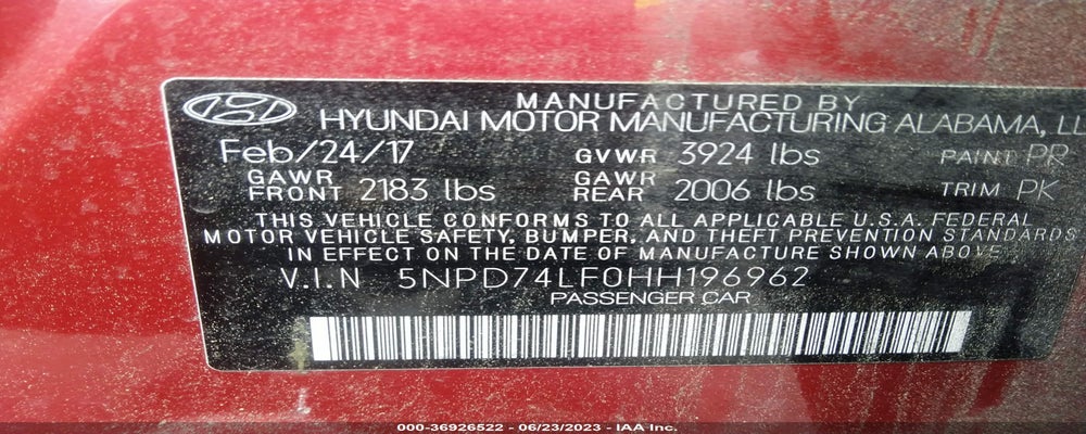 5NPD74LF0HH196962 2017 HYUNDAI ELANTRA photo no. 9