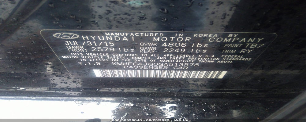 KMHFG4JG0GA513578 2016 HYUNDAI AZERA photo no. 9