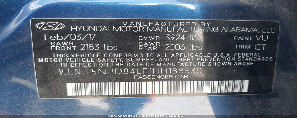 5NPD84LF1HH188530 2017 HYUNDAI ELANTRA photo no. 9