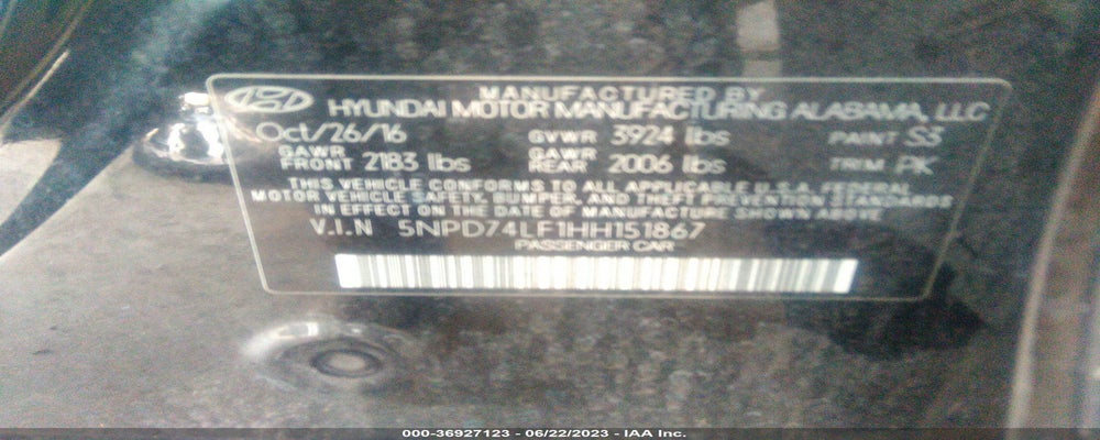 5NPD74LF1HH151867 2017 HYUNDAI ELANTRA photo no. 9