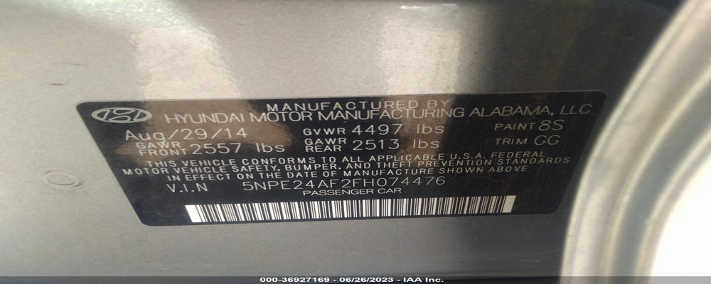 5NPE24AF2FH074476 2015 HYUNDAI SONATA photo no. 9