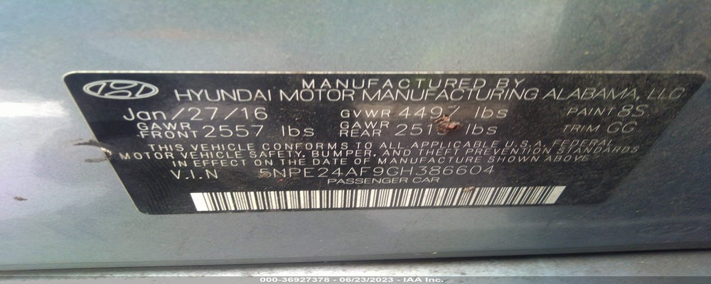5NPE24AF9GH386604 2016 HYUNDAI SONATA photo no. 9