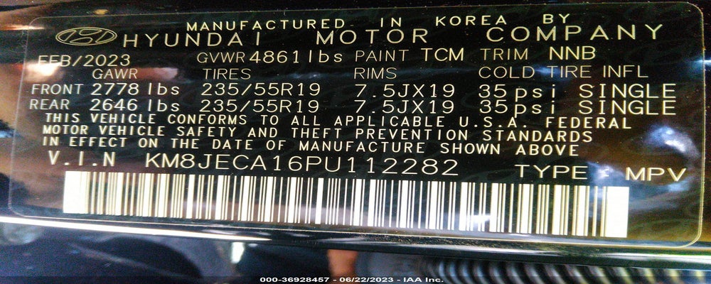 KM8JECA16PU112282 2023 HYUNDAI TUCSON HYBRID photo no. 9
