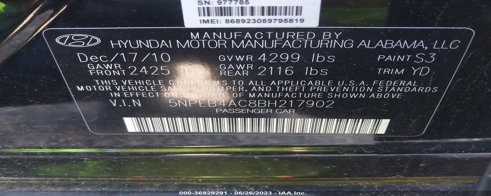 5NPEB4AC8BH217902 2011 HYUNDAI SONATA photo no. 9