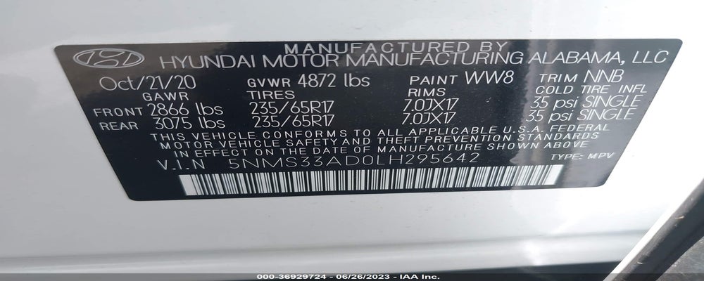 5NMS33AD0LH295642 2020 HYUNDAI SANTA FE photo no. 9