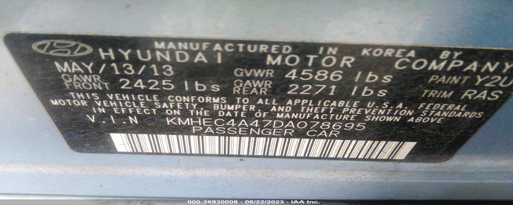 KMHEC4A47DA078695 2013 HYUNDAI SONATA HYBRID photo no. 9