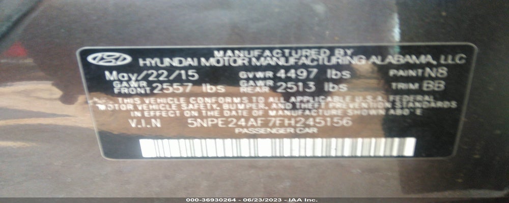 5NPE24AF7FH245156 2015 HYUNDAI SONATA photo no. 9