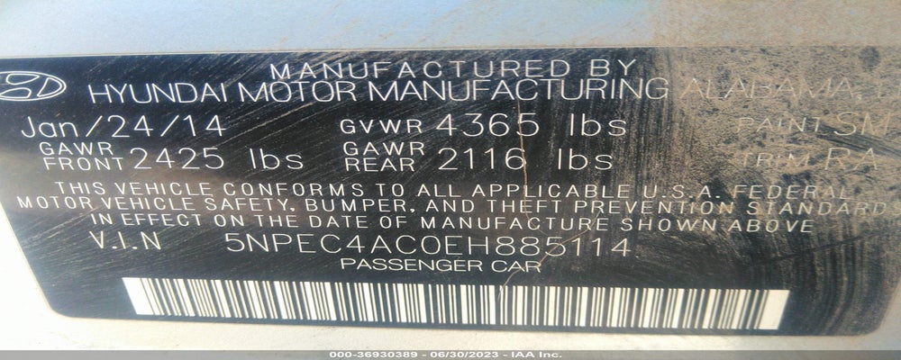 5NPEC4AC0EH885114 2014 HYUNDAI SONATA photo no. 9