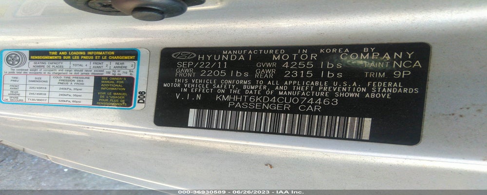 KMHHT6KD4CU074463 2012 HYUNDAI GENESIS COUPE photo no. 9
