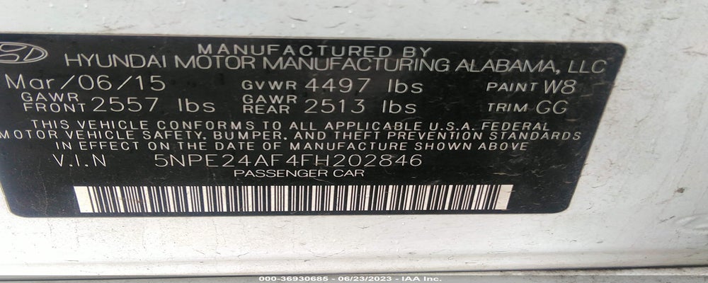 5NPE24AF4FH202846 2015 HYUNDAI SONATA photo no. 9