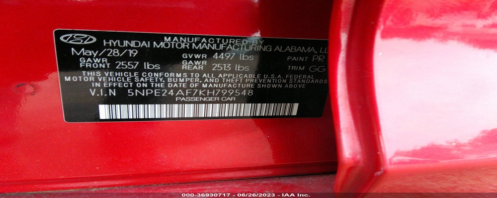 5NPE24AF7KH799548 2019 HYUNDAI SONATA photo no. 9