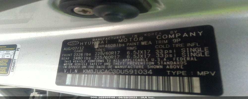 KM8JUCAC3DU591034 2013 HYUNDAI TUCSON photo no. 9