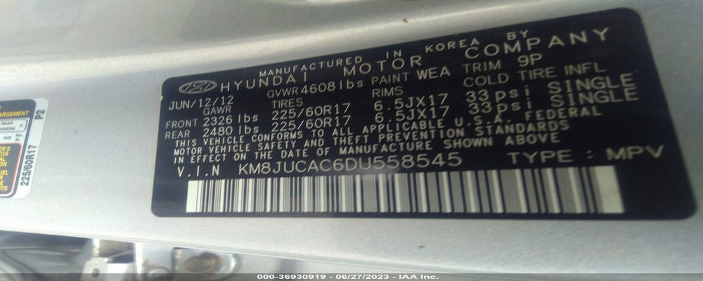 KM8JUCAC6DU558545 2013 HYUNDAI TUCSON photo no. 9
