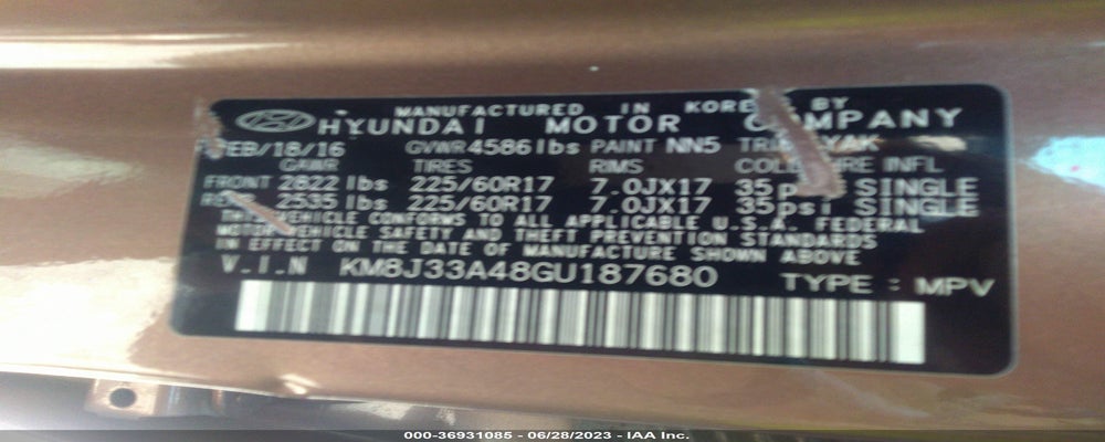 KM8J33A48GU187680 2016 HYUNDAI TUCSON photo no. 9