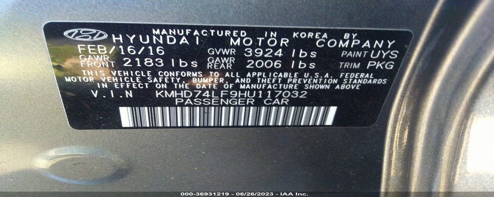 KMHD74LF9HU117032 2017 HYUNDAI ELANTRA photo no. 9