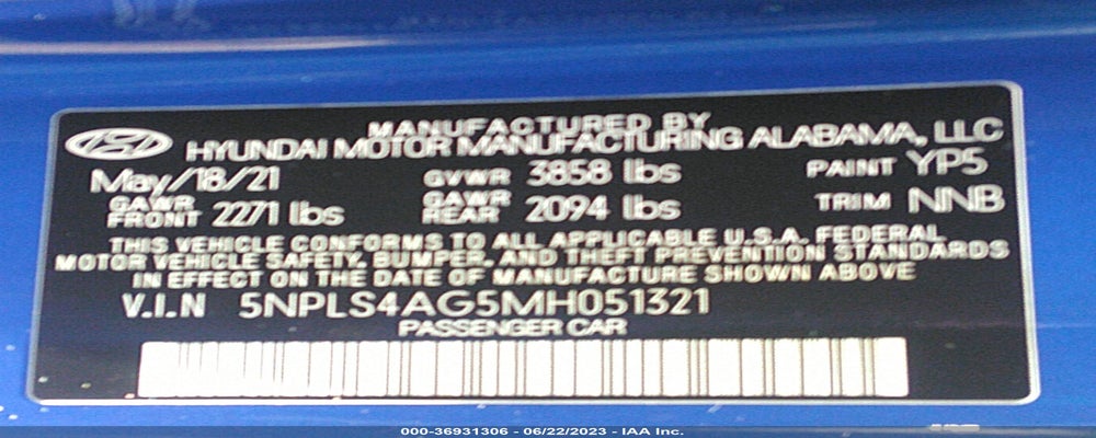 5NPLS4AG5MH051321 2021 HYUNDAI ELANTRA photo no. 9