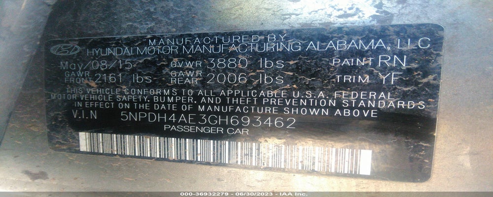 5NPDH4AE3GH693462 2016 HYUNDAI ELANTRA photo no. 9
