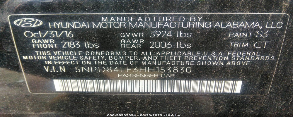 5NPD84LF3HH153830 2017 HYUNDAI ELANTRA photo no. 9