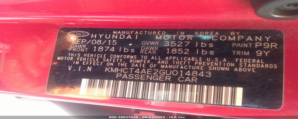 KMHCT4AE2GU014843 2016 HYUNDAI ACCENT photo no. 9