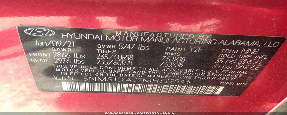 5NMS1DAJ7MH322046 2021 HYUNDAI SANTA FE photo no. 9