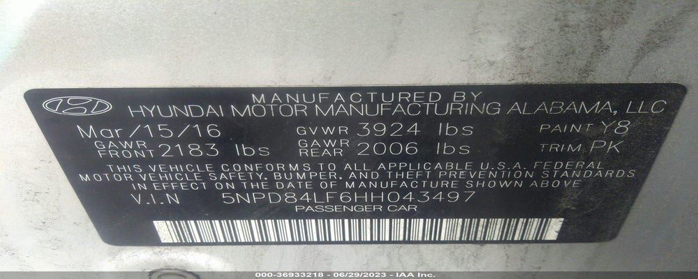 5NPD84LF6HH043497 2017 HYUNDAI ELANTRA photo no. 9