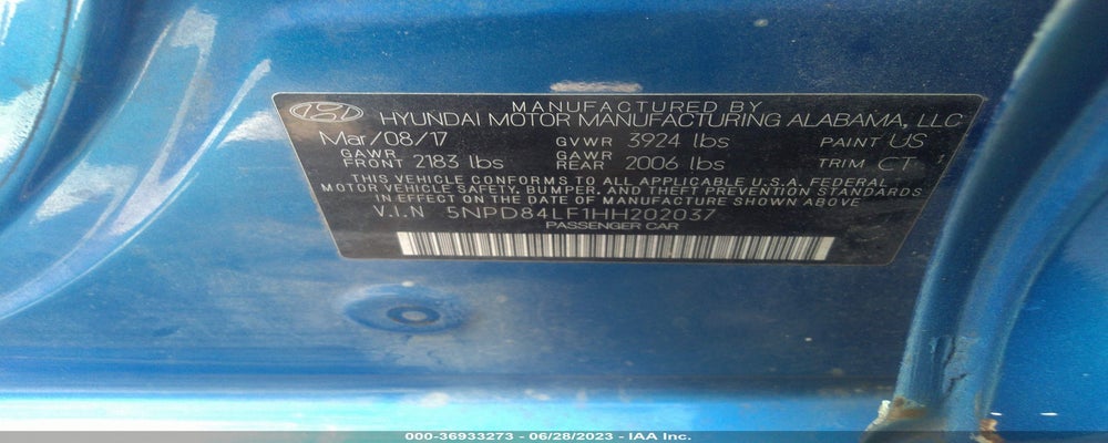 5NPD84LF1HH202037 2017 HYUNDAI ELANTRA photo no. 9