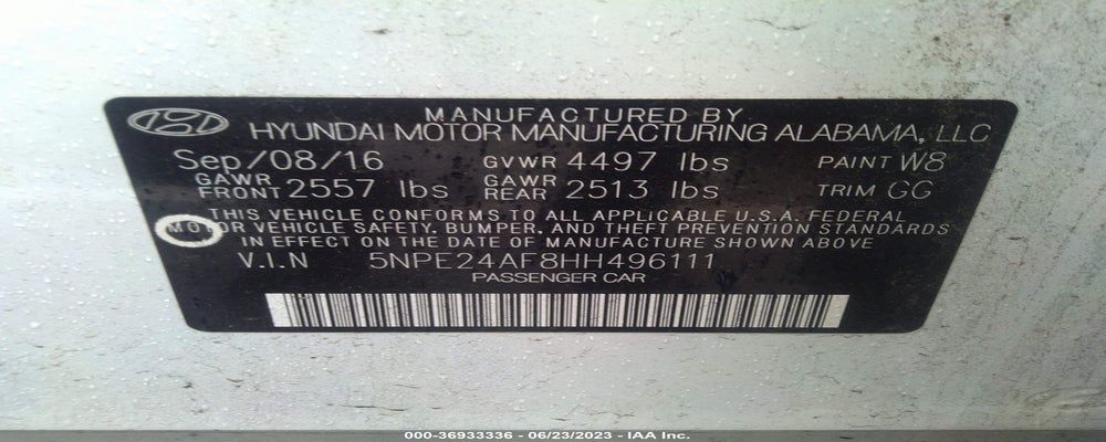 5NPE24AF8HH496111 2017 HYUNDAI SONATA photo no. 9