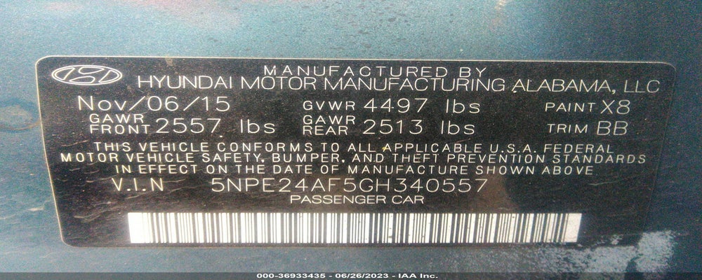 5NPE24AF5GH340557 2016 HYUNDAI SONATA photo no. 9