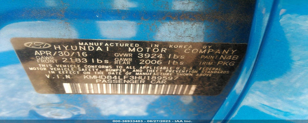 KMHD84LF3HU189597 2017 HYUNDAI ELANTRA photo no. 9