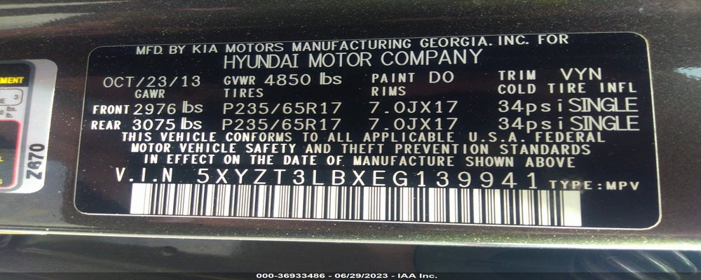 5XYZT3LBXEG139941 2014 HYUNDAI SANTA FE SPORT photo no. 9