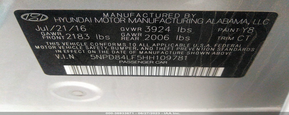5NPD84LF5HH109781 2017 HYUNDAI ELANTRA photo no. 9