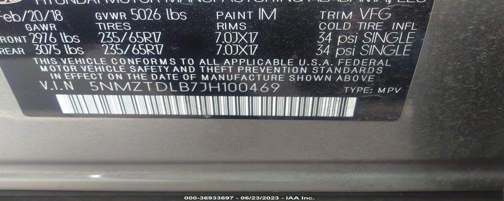 5NMZTDLB7JH100469 2018 HYUNDAI SANTA FE SPORT photo no. 9