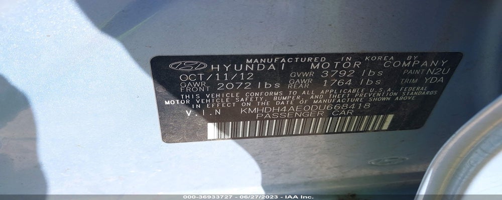 KMHDH4AE0DU668418 2013 HYUNDAI ELANTRA photo no. 9