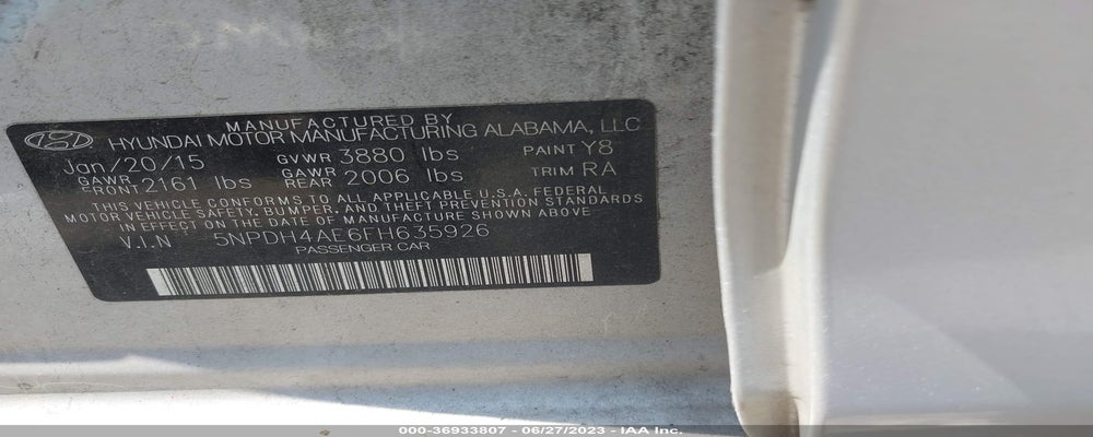 5NPDH4AE6FH635926 2015 HYUNDAI ELANTRA photo no. 9