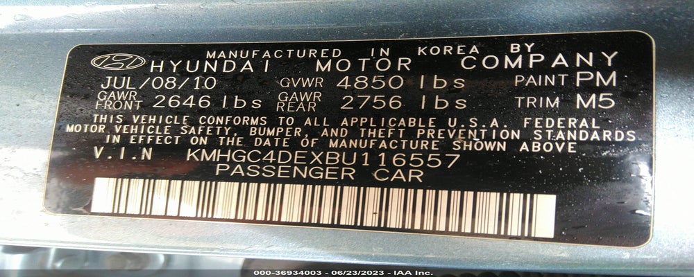 KMHGC4DEXBU116557 2011 HYUNDAI GENESIS photo no. 9